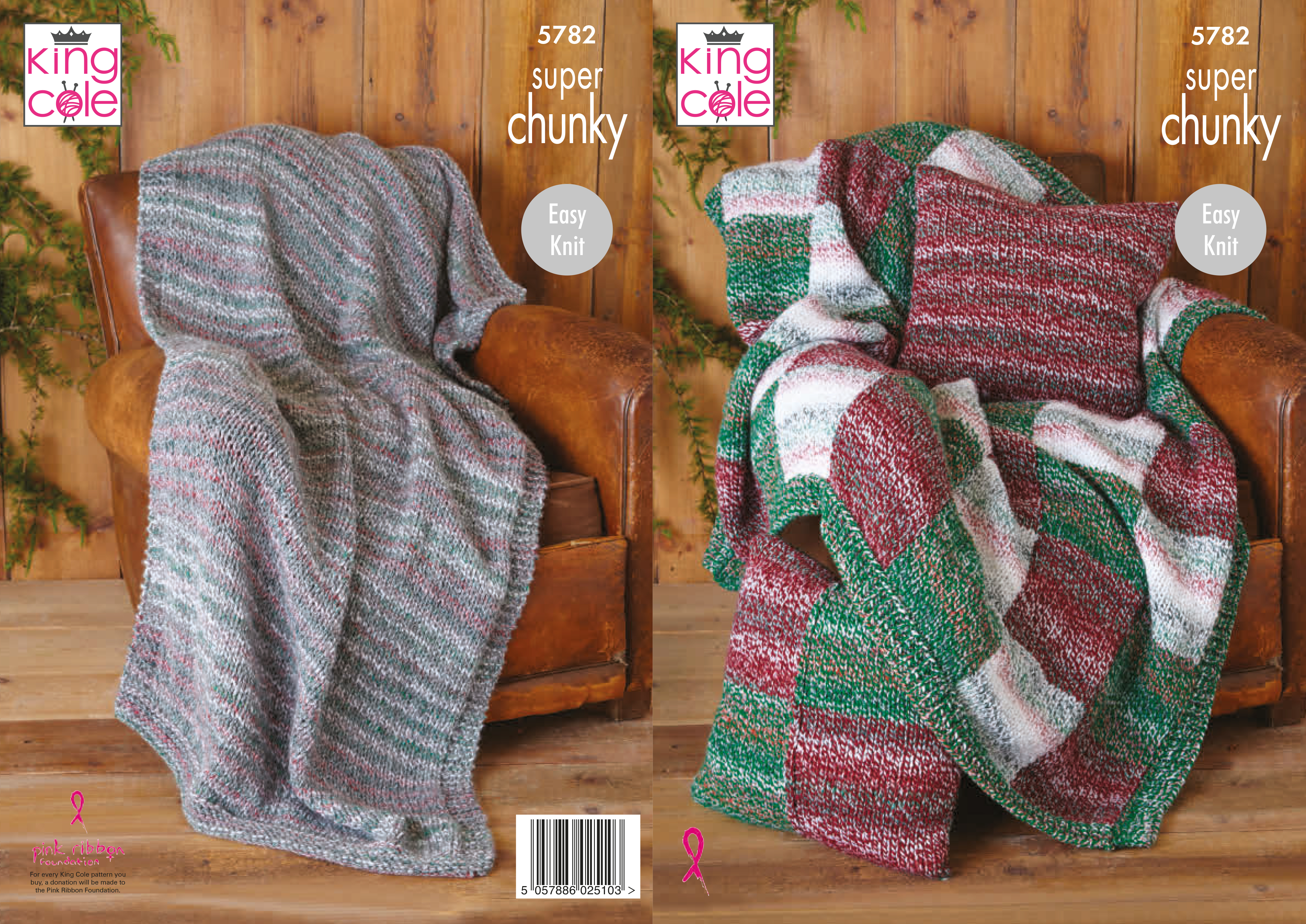 Blanket & Bed Runner Knitted in Christmas Super Chunky 5782 x3