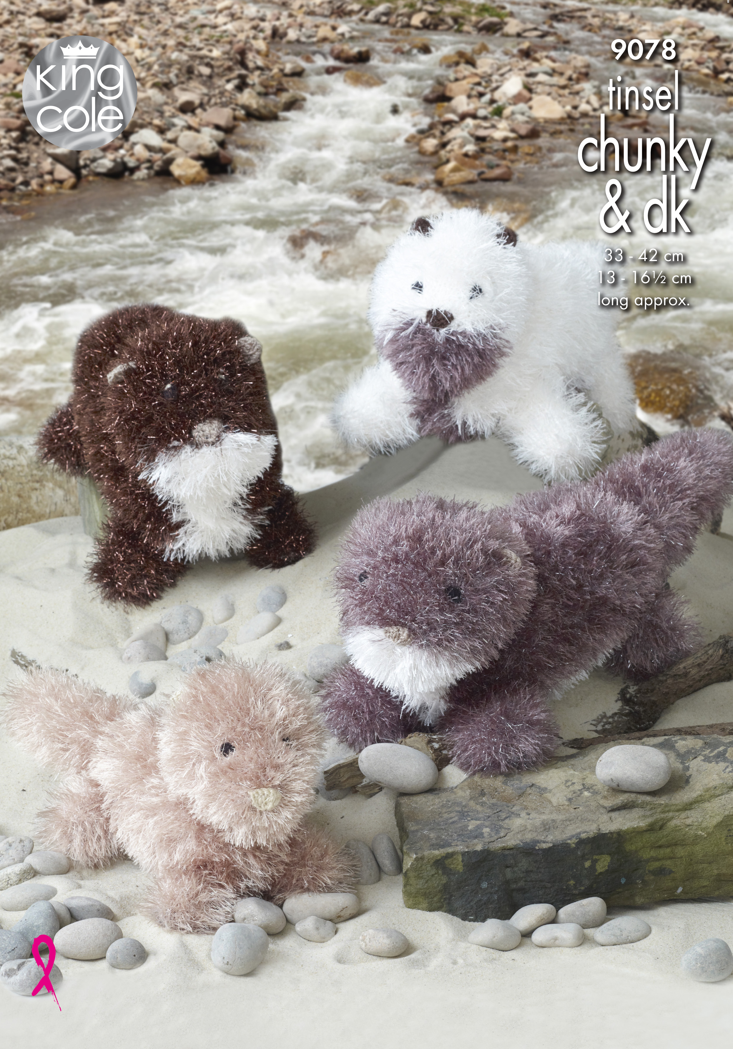 Otters Knitted in Tinsel Chunky, Pricewise DK & Dollymix DK x3