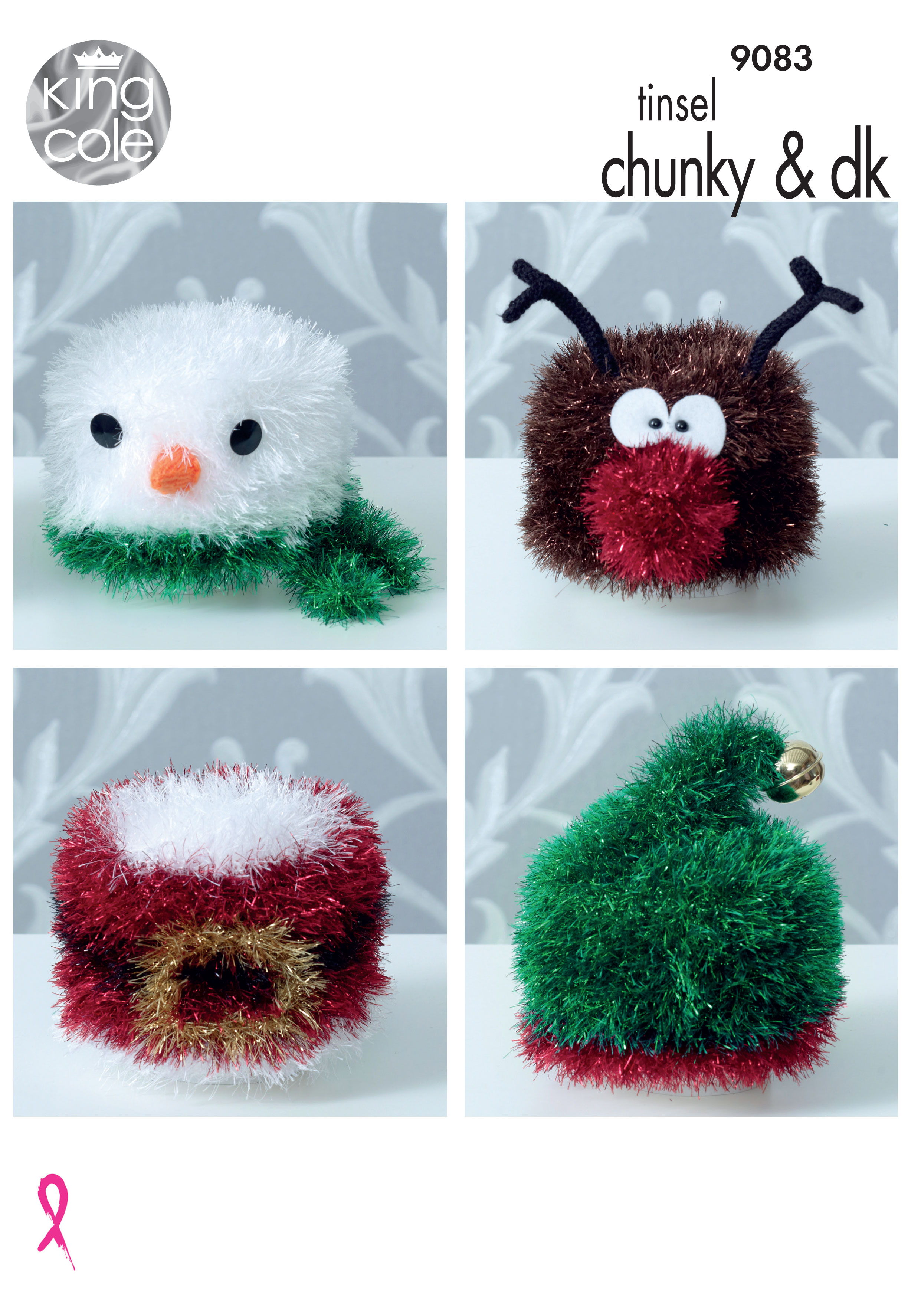 Christmas Toilet Roll Covers Knitted in Tinsel Chunky x3