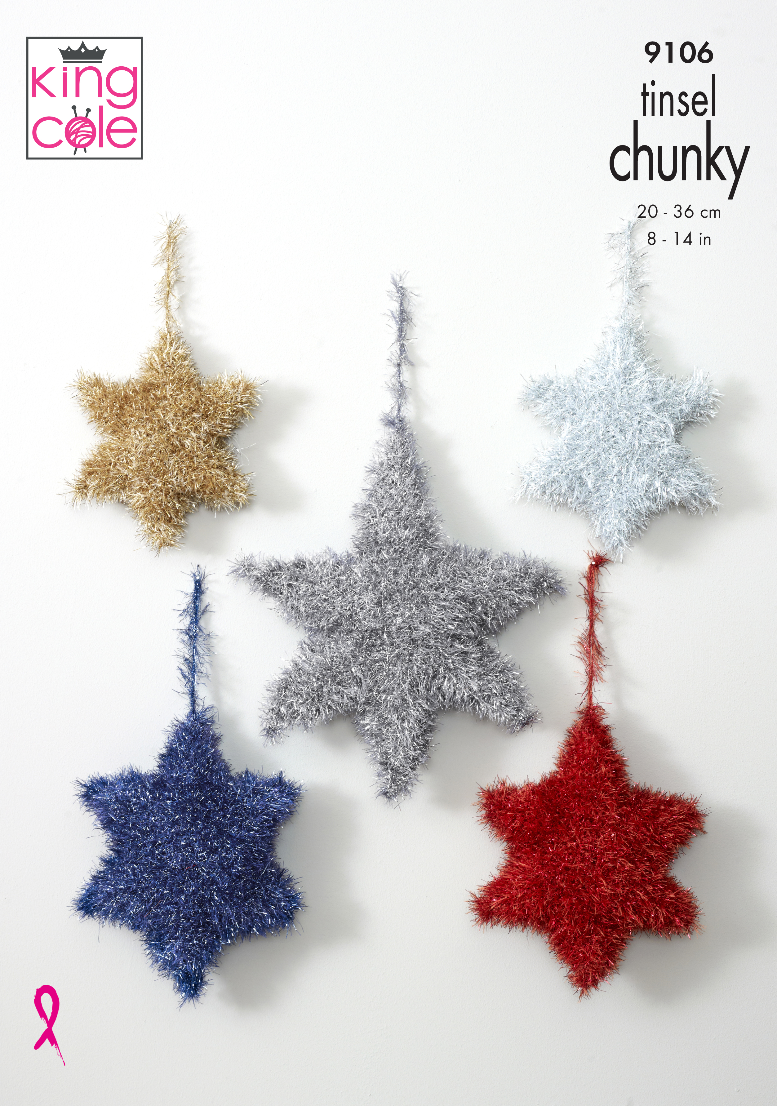 Tinsel Stars Knitted in Tinsel Chunky x3