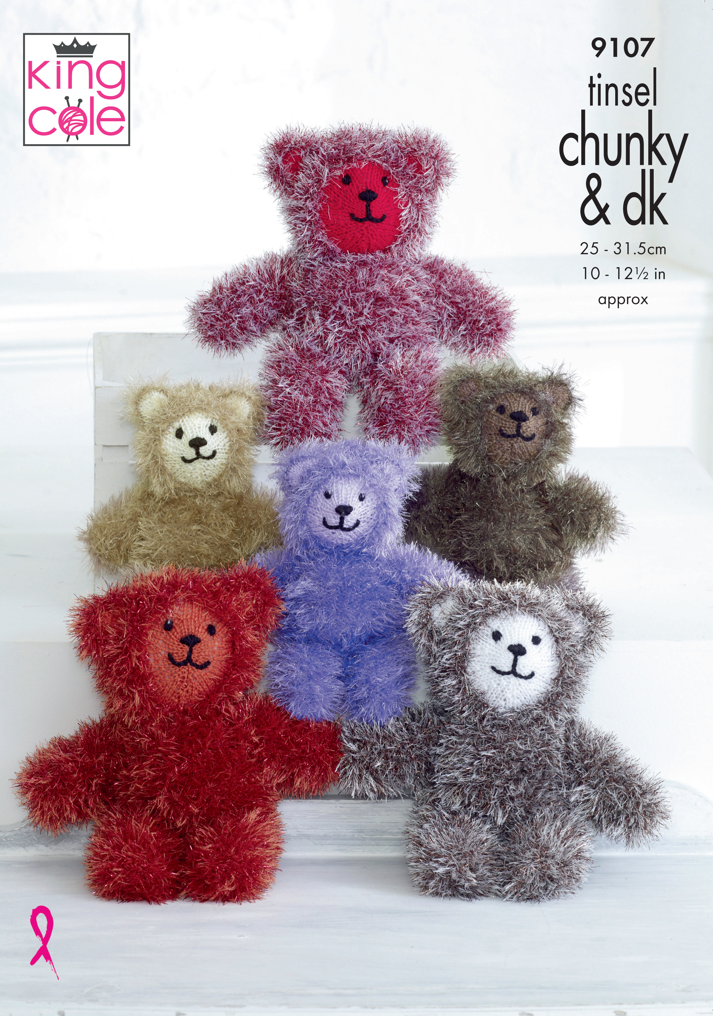 Tinsel Teddies Knitted in Tinsel Chunky & Dollymix DK x3