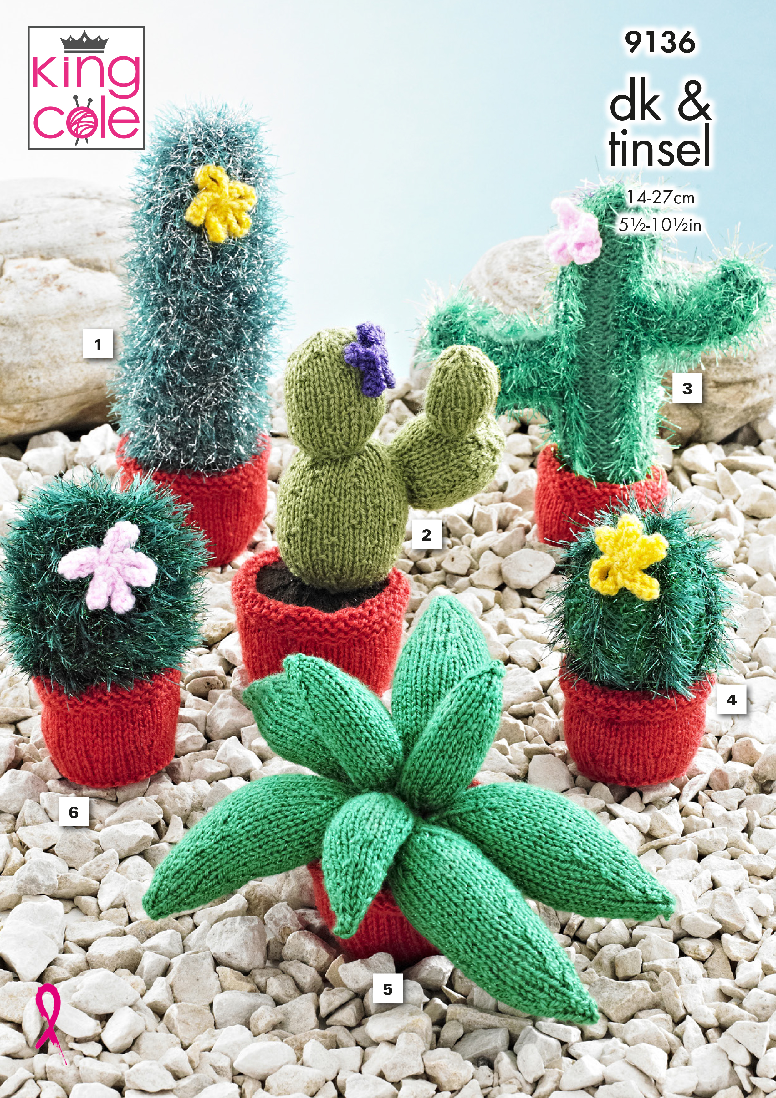 Cacti Knitted in Tinsel Chunky, Pricewise DK & Dollymix DK x3