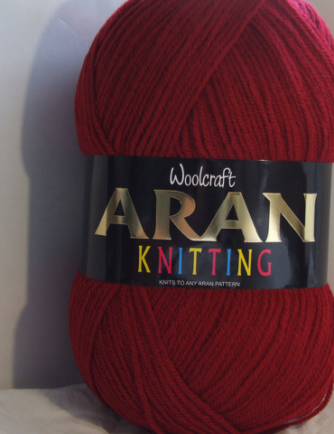 Aran Yarn 25% Wool 400g Balls x2 Cardinal 893