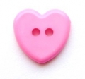 Flat Backed Heart Button-Cerise Pink x10