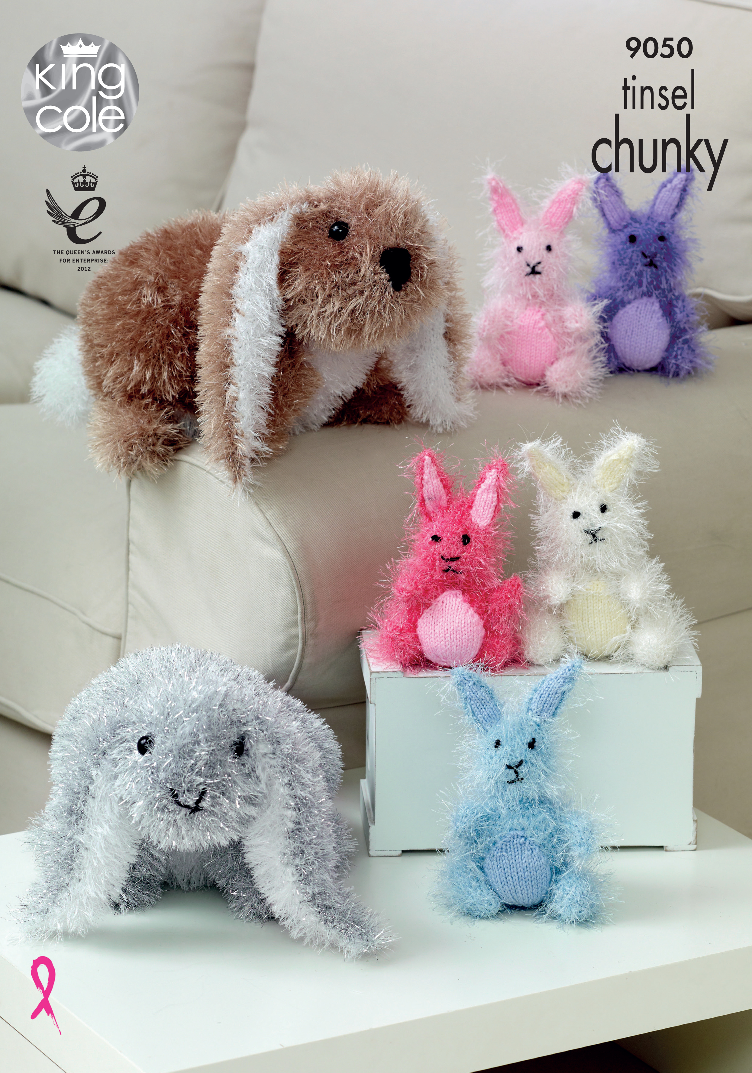 Rabbits Knitted with Tinsel Chunky x3