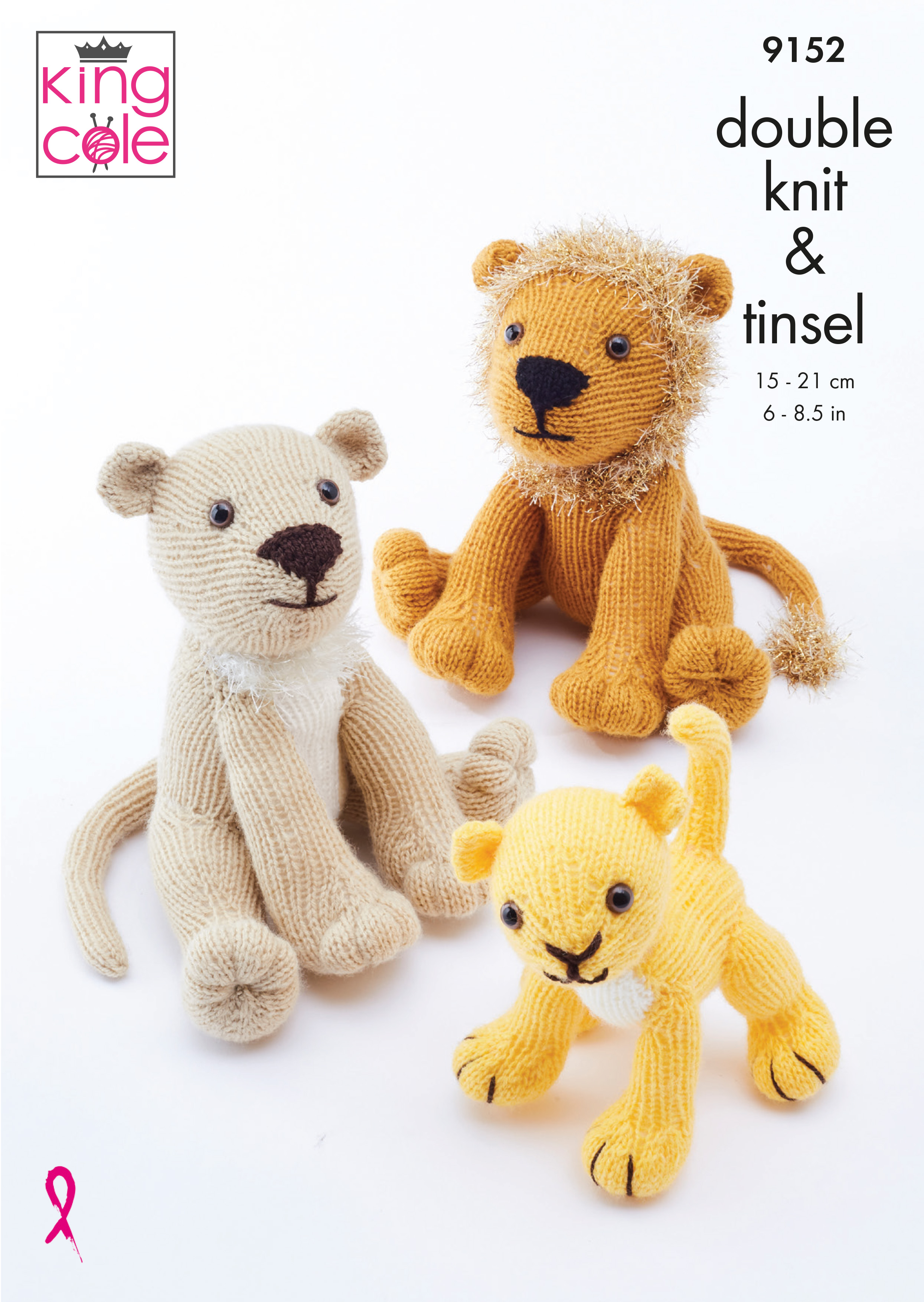 Lion Family: Knitted in Big Value DK & Tinsel Chunky x3 - Click Image to Close
