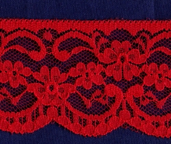 Flat 2.75" Floral Design Lace Red 100 Mtr Roll - Click Image to Close