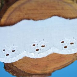 Flat 1.5" Brodeire Anglais Lace 27.4 Mtr Card White - Click Image to Close