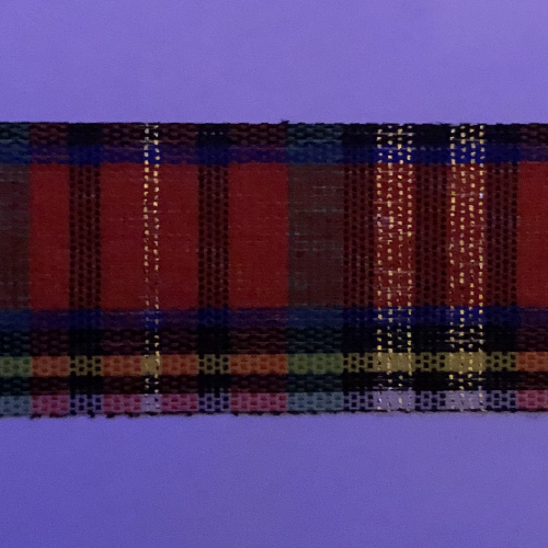 50mm Fused Edge Lurex Tartan Ribbon 50 Mtr Roll. Col:137 - Click Image to Close