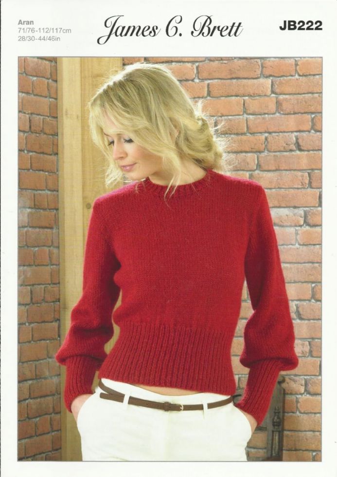 James C Brett Ladies Sweater Aran JB222 - Click Image to Close