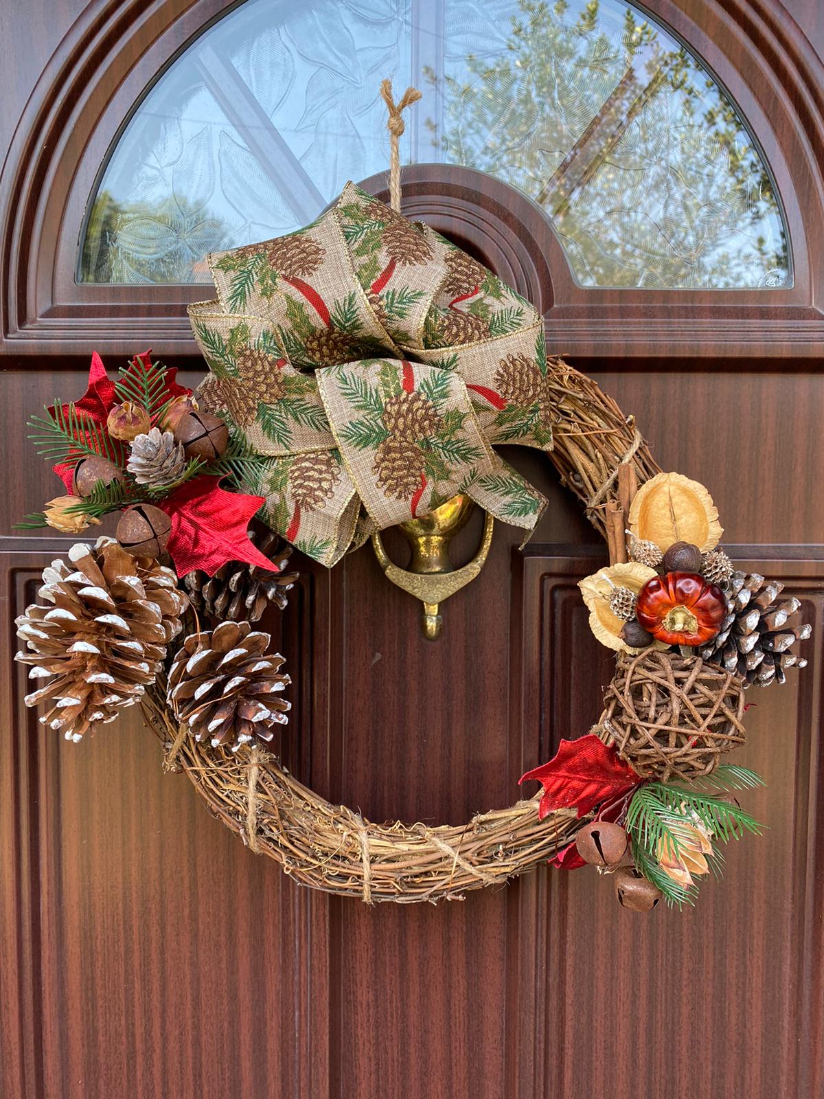Rustic Small Xmas Wreath Pine Cone & Fruit - Click Image to Close