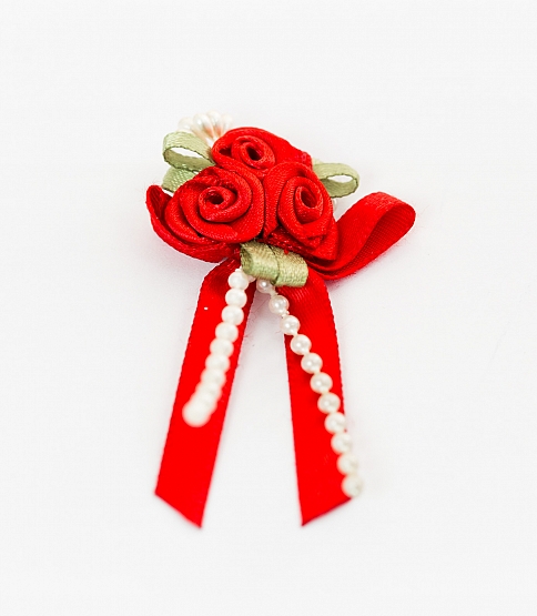 3 Cluster Ribbon Rose 20 Pcs Red - Click Image to Close