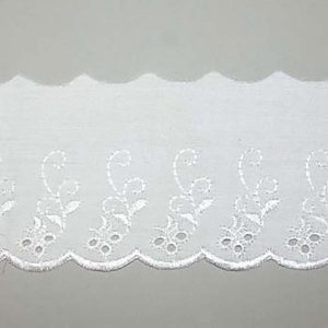 Flat 3" Brodeire Anglais Lace 27.4 Mtr Card White