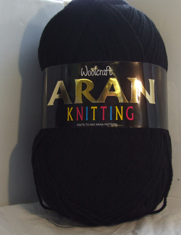 Aran Yarn 25% Wool 400g Balls x2 Black 891 - Click Image to Close