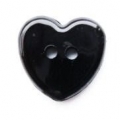 Flat Backed Heart Button-Black x10 - Click Image to Close