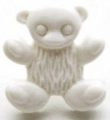 Teddy Bear Button-White x10 - Click Image to Close