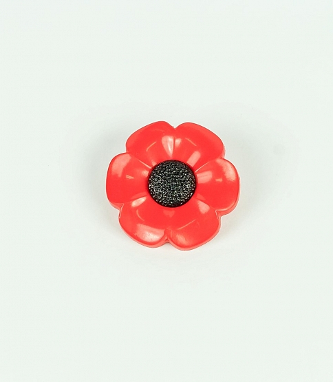 Daisy Button 44L x 5 Red With Black Centre