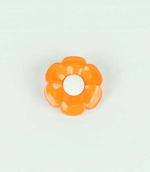 Daisy Button 44L x 5 Orange With White Centre - Click Image to Close