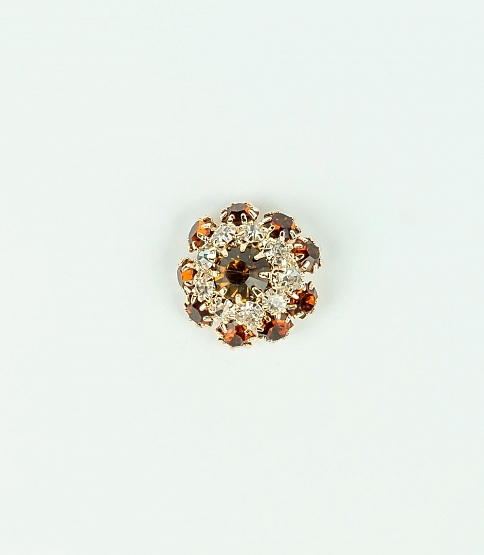 Multi Diamante Coloured Cluster Button Gold/Gold x5 - Click Image to Close