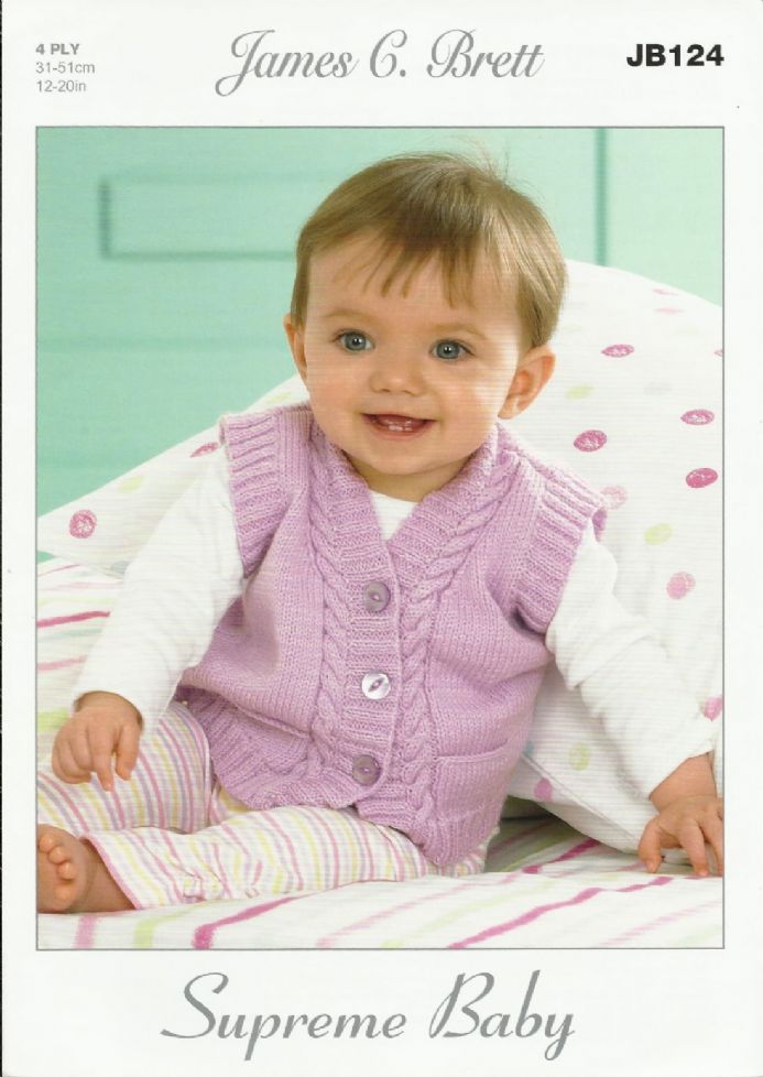James C Brett Babies Slipovers And Waist Coats 4 Ply JB124 - Click Image to Close