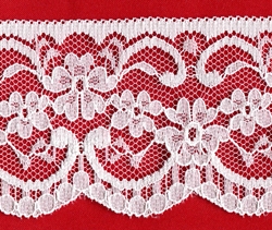 Flat 2.75" Floral Design Lace White 100 Mtr Roll - Click Image to Close