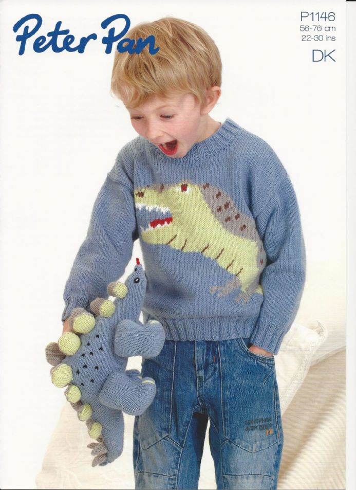 Peter Pan Childrens Dinosaur Sweater & Toy P1146 - Click Image to Close