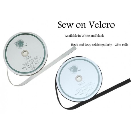 20mm Sew and On Hook Velcro 25 Mtr Roll - Click Image to Close