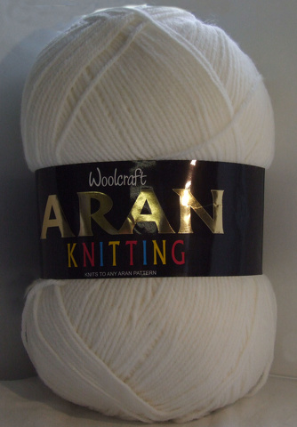 Aran Yarn 25% Wool 400g Balls x2 White 076 - Click Image to Close